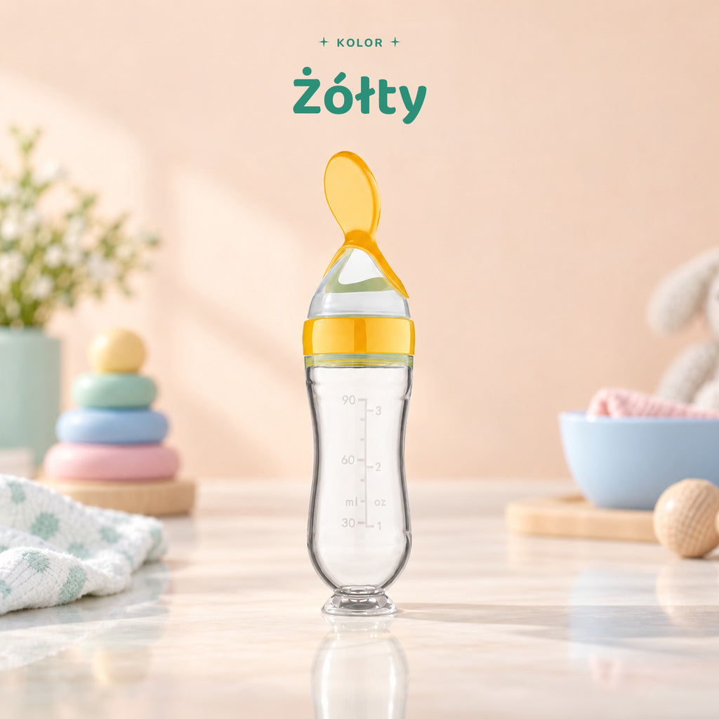 Spoonero butelka z łyżeczką, kolor żółty